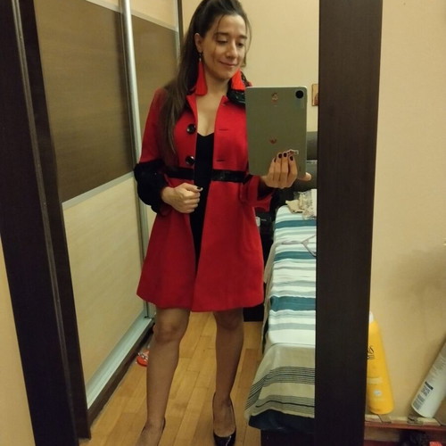 Grama red coat, black details, size S