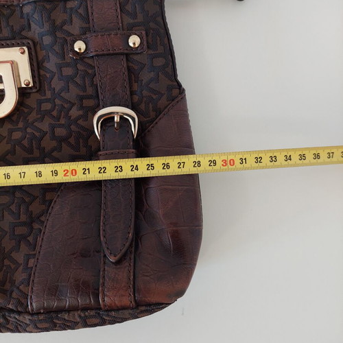 DKNY crossbody bag used, leather and fabric, medium size, brown