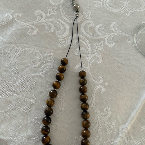 Handmade worry beads with natural stones tiger eye color new