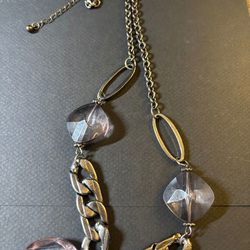 Metal necklace new, vintage style, gun metal color