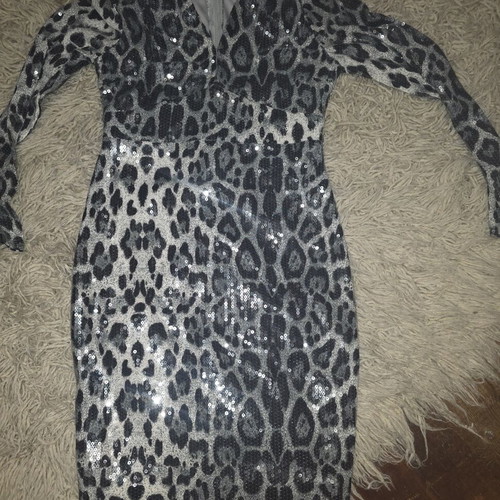 Shiny Leopard Print Gray Dress like new, M/L size