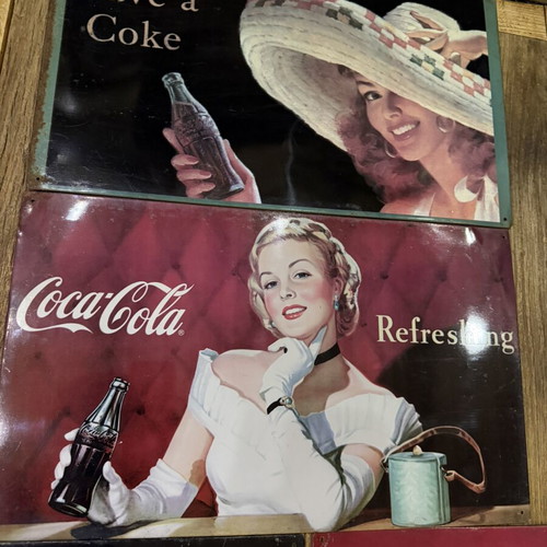 Coca Cola old metal signs used, set of 4, 30x50 cm