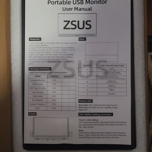 ZSUS PM14A-2K Portable Monitor 14" 15:10 2K EU Plug new