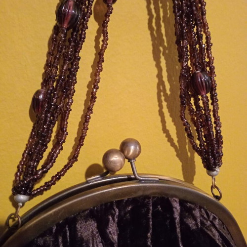 Marks & Spencer velvet evening bag new, brown and purple