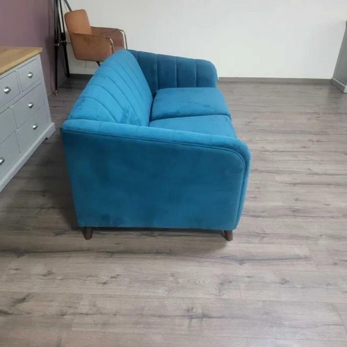 Designer Blue Fabric Sofa Large Double New