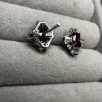 Natural Garnet Stud Earrings in 925 Sterling Silver with Zircon, new