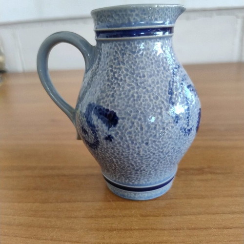 Handmade jug painted by hand with blue designs like new