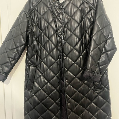 Black Quilted Faux Leather Zara Coat like new, black, size S