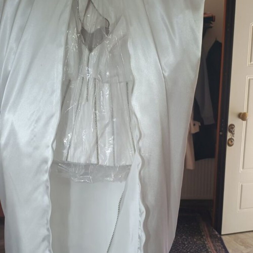 Wedding dress new, organza and satin, white and pink, two pieces