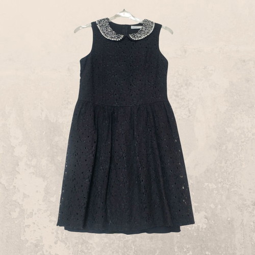 Black lace dress Clockhouse used with pearl and rhinestone collar