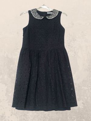 Black lace dress Clockhouse used with pearl and rhinestone collar