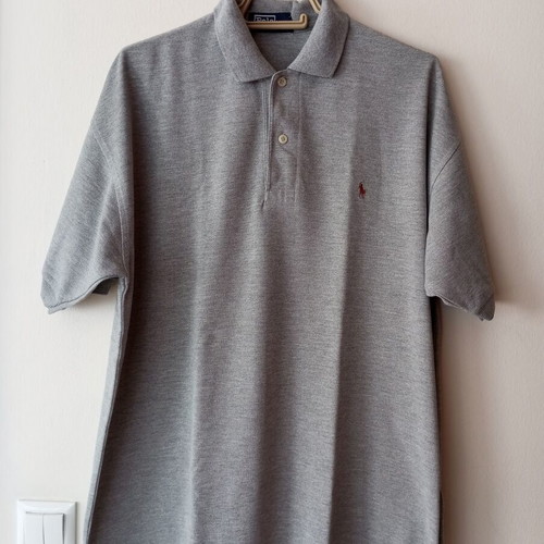 Grey polo-style shirt XL, men's cotton piqué