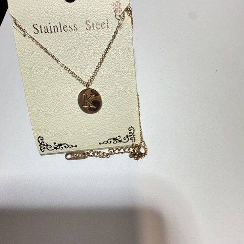 Necklace with initial K, gold color