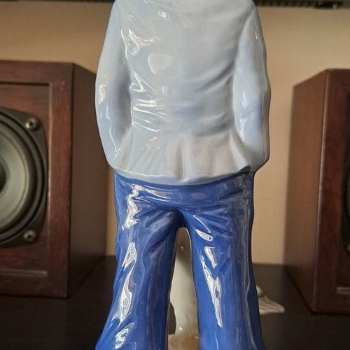 Vintage porcelain figurine boy with goose new, 25 cm