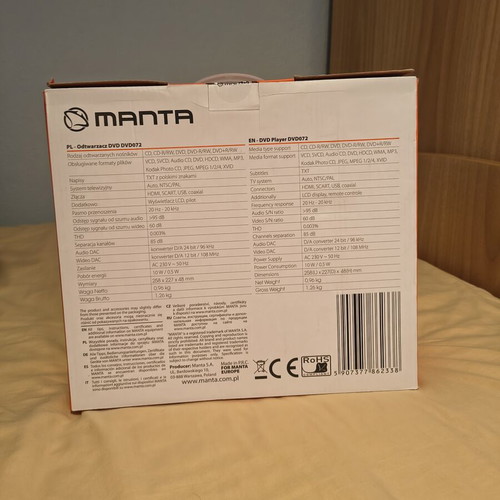 Manta DVD Player DVD072 Emperor Basic HDMI new, sealed