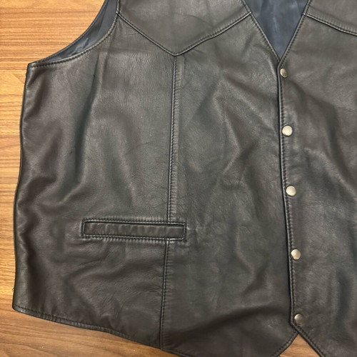 Men's leather vest like new, black, size 4XL