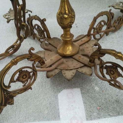 Antique lamp used, brass, ornate, 4 lights, 80 years old