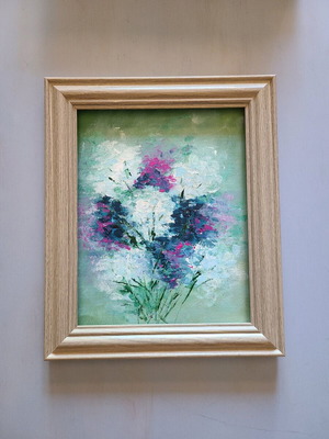 Painting with abstract flower bouquet on canvas sheet made to order