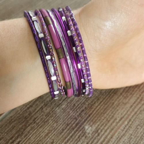 Bracelet set like new, 9 pieces, purple aluminum