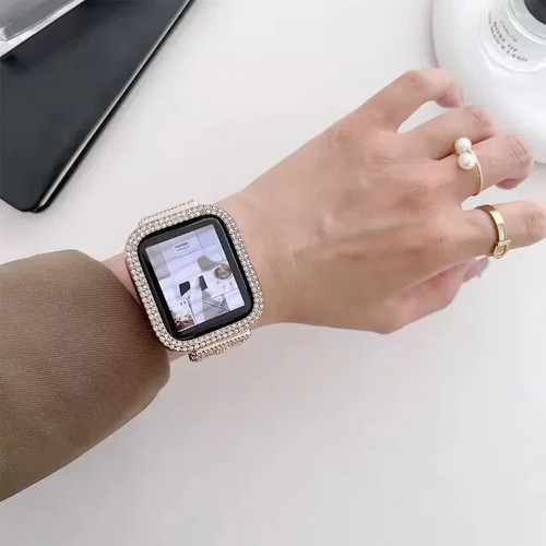 Crystal Ring Stainless Steel Watch Strap for Samsung Huawei Amazfit Garmin