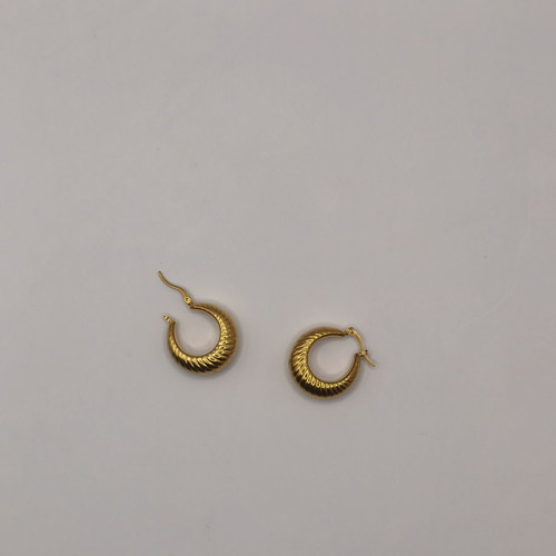 Gold Croissant Hoop Earrings, Stainless Steel