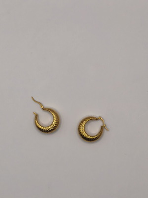 Gold Croissant Hoop Earrings, Stainless Steel