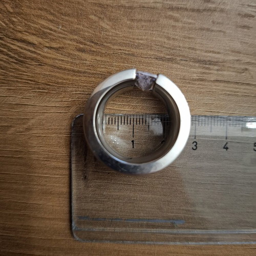 Ring size 10 stainless steel with clear zirconia, like new