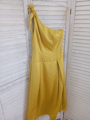 Anthropologie medium υπέροχο σατέν φόρεμα μεταχειρισμένο, κίτρινο