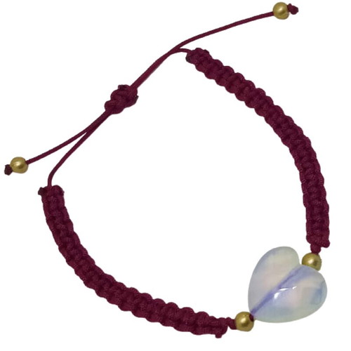 Handmade macrame bracelet with moonstone heart new