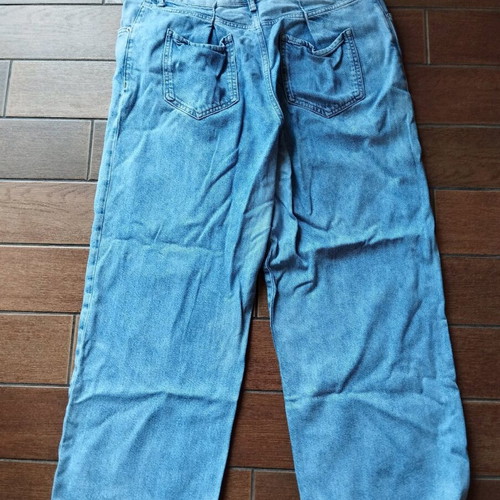 Bershka women's baggy jeans used, white and blue, waist 38 cm
