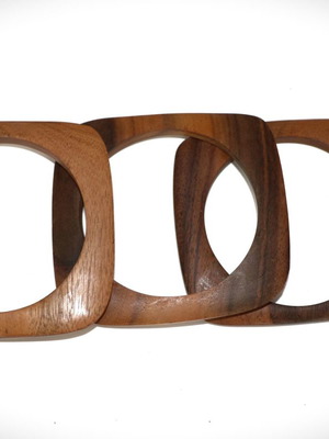 Set of 3 wooden handmade bracelets brown color from teak wood new