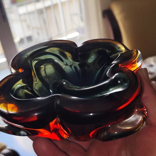 Murano crystal ashtrays like new, set of 2, 1960s