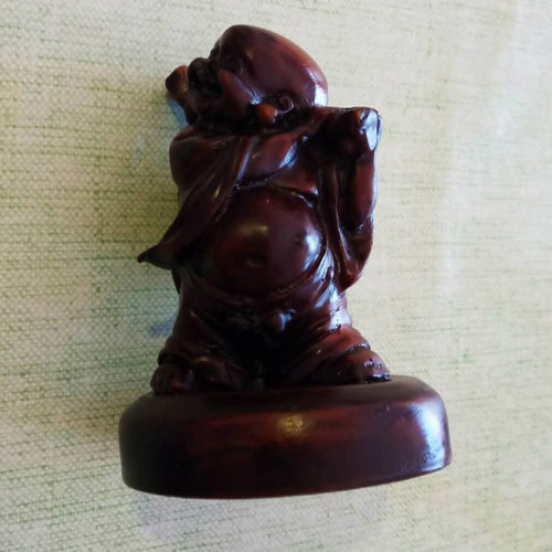 Budai Feng Shui Laughing Buddha Set of 3 Decorative Red Resin Figurines like new