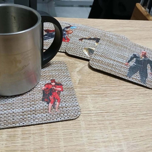 Coaster set with superheroes Black Adam, Thor & Comic Convention Hero