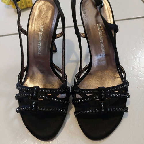 Kalogirou black sandal with rhinestones US 5 EUR 35 max 36