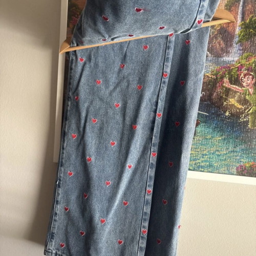 Lili Sidonio limited edition straight denim pants with hearts, size W26