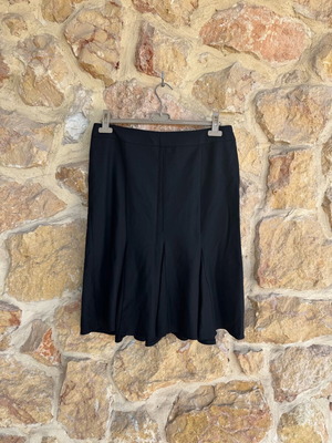 Benetton midi skirt with slit at hem like new, size 44, black