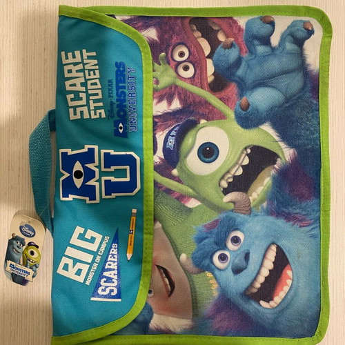 Disney Monsters University School Book Bag with Folder and Colouring Box new