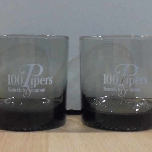 100 Piper's Scotch Whisky two promotional lowball glasses like new