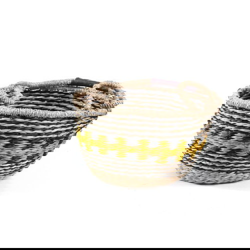 Διακοσμητικό Καλάθι Ψάθινο Cocktail Μαύρο-Κίτρινο-Φυσικό 25x16cm καινούργιο