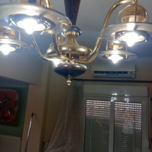 Pentafoto ceiling light used, brown and gold