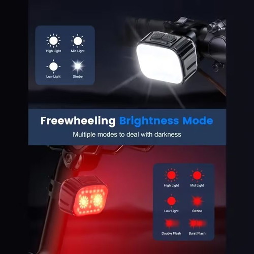 USB Rechargeable Bicycle Lights Set New, Front and Rear LED Waterproof