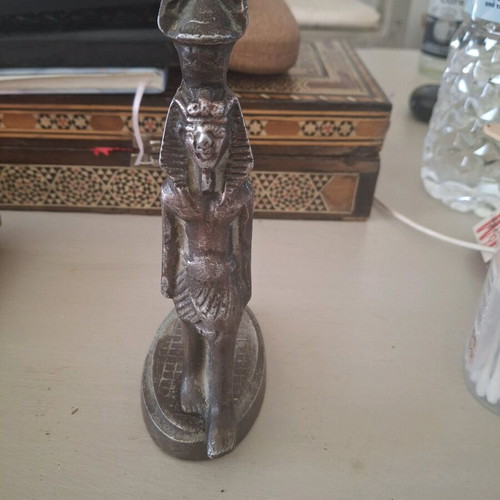 Bronze Pharaoh Figurine, Egyptian style metal decoration