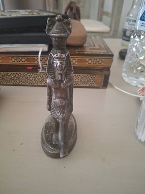 Bronze Pharaoh Figurine, Egyptian style metal decoration