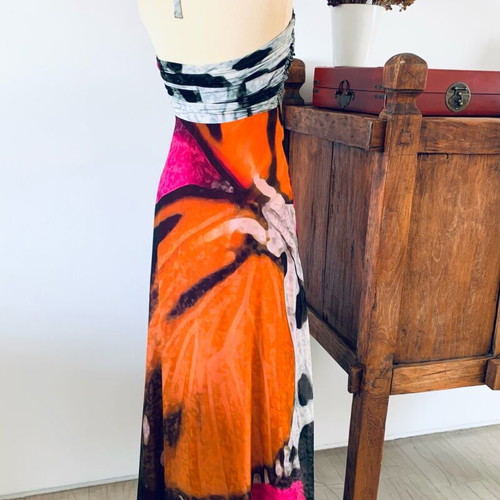 Maxi Dress Veloudakis new, 100% silk, size S-M, multicolor