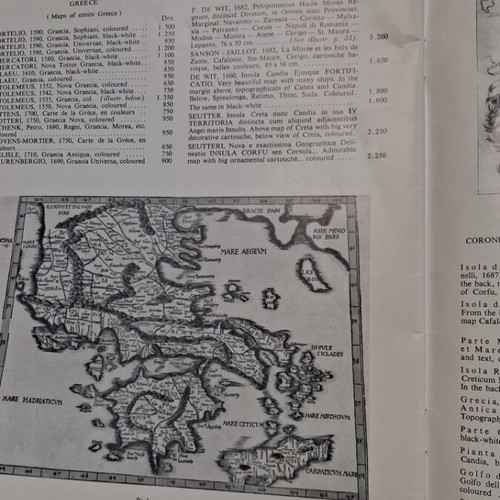Antiquarian catalogue used with old maps and philhellenic lithographs