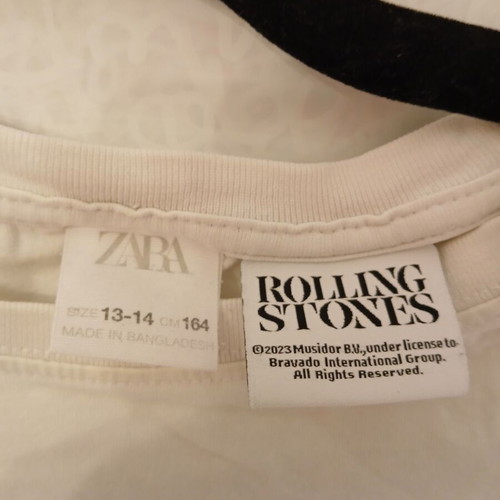 Zara x The Rolling Stones White Graphic T-Shirt 13-14 Yrs Like New