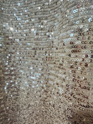 Zara silver sequin dress S-M, midi length, nude beige lining