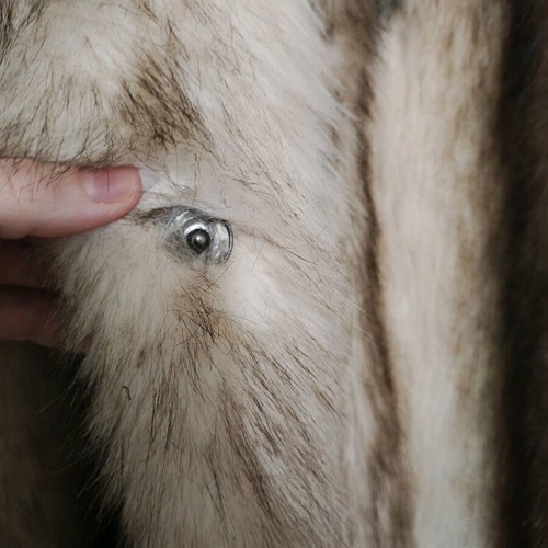 Synthetic fur new, black and white, size XS