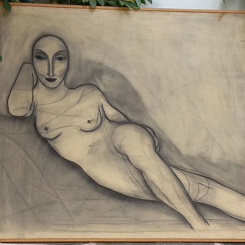 Painting by N. Mavrommatis like new, charcoal on canvas